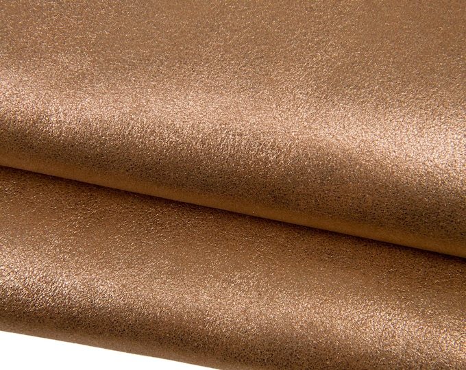 Brown METALLIC SUEDE leather skin, bright sparkle goatskin, elegant soft hide for hobbyists B17915-MT La Garzarara