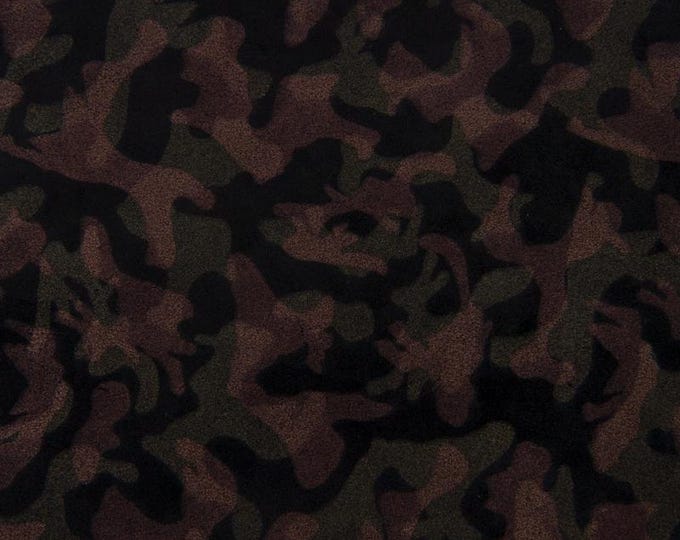 CAMOUFLAGE textured leather hide, bronze brown military print on suede calfskin B17318-MT(ST) La Garzarara