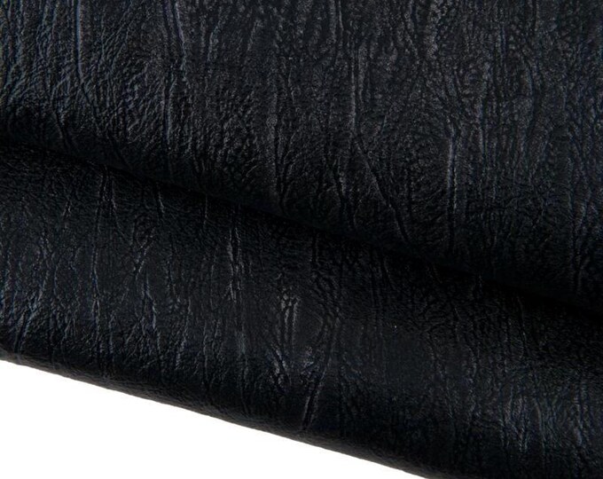 Black steel metal leather skin, metallic printed PATENT goatskin, glossy soft hide for diy hobbyists B17392-MT(ST) La Garzarara
