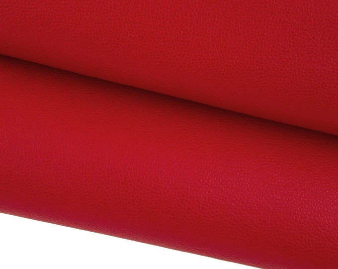 Red SOFT leather hide, tiny pebble grain printed cowhide, sporty calfskin 1.1 - 1.2 mm for crafting B17407-TU La Garzarara