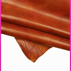 Pelle sportiva MARRONE rosso mattone, capra con grana sfumata, pellame lucido morbido vintage B16394-VT La Garzarara