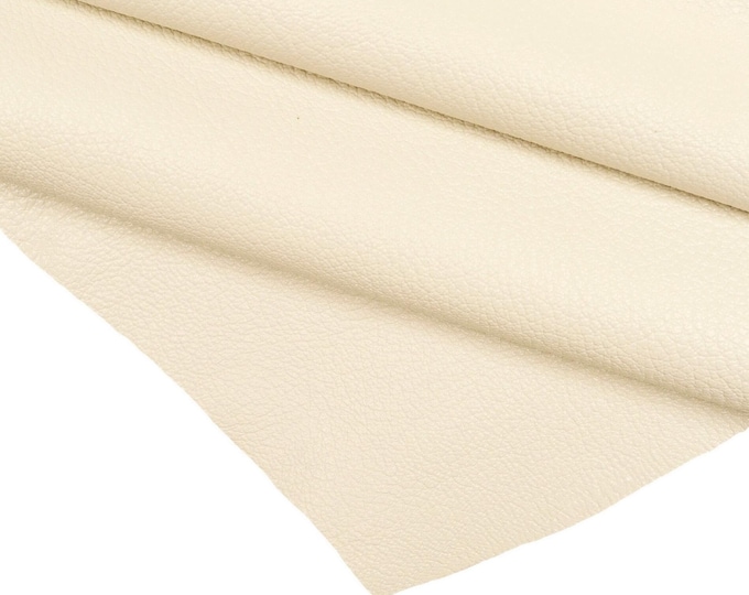 Milky WHITE genuine goatskin leather, pebble grain goat, soft sporty hide B14184-TU La Garzarara