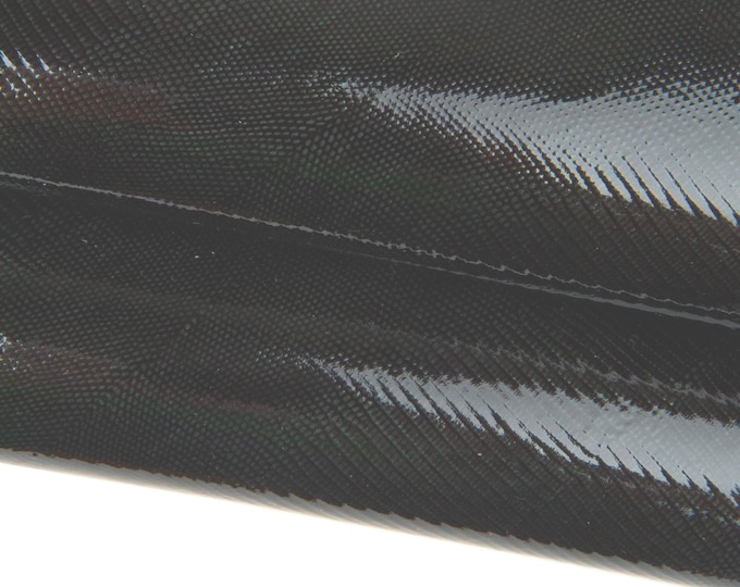 Glossy LIZARD print lamb leather skin, dark green reptile embossed patent leather hide B17958-ST La Garzarara