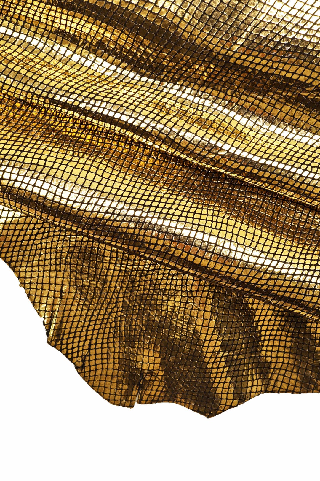 Gold REPTILE Distressed Leather Hide, Snake Textured on Goatskin ...