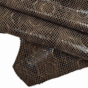 Unique Snakeskin Leather hides, suede printed python, snake texture metallic hide for crafting & DIY   B12832-MT(st) La Garzarara