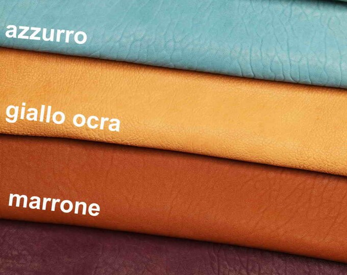 Natural Brown PEBBLE grain leather skin - wrinkled textured goatskin - distressed hides, glossy vintage sheepskin B12533-VT LaGarzarara
