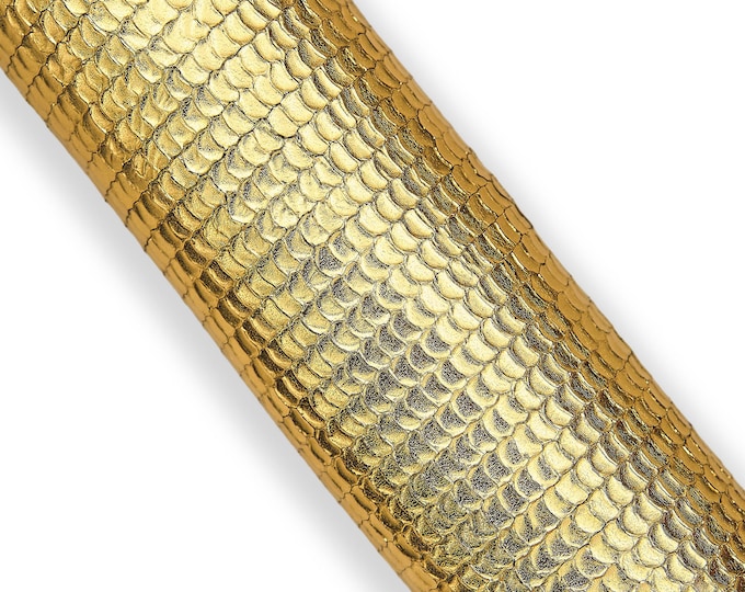 Gold reptile printed leather skin, metallic CARVED goatskin, soft bright snake printed hide   B18088-MT(st) La Garzarara