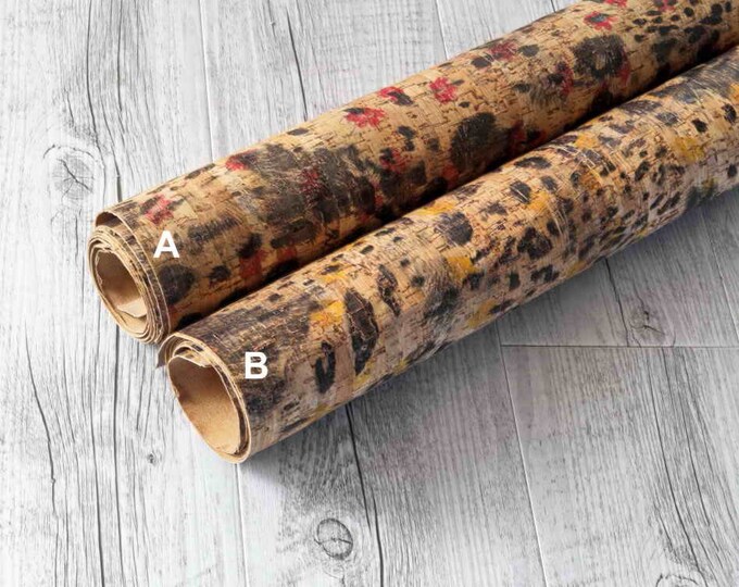 LEOPARD CHEETAH CORK sheets - printed vegan pieces, made in Italy, fabric  textured animal print cork  B875  La Garzarara