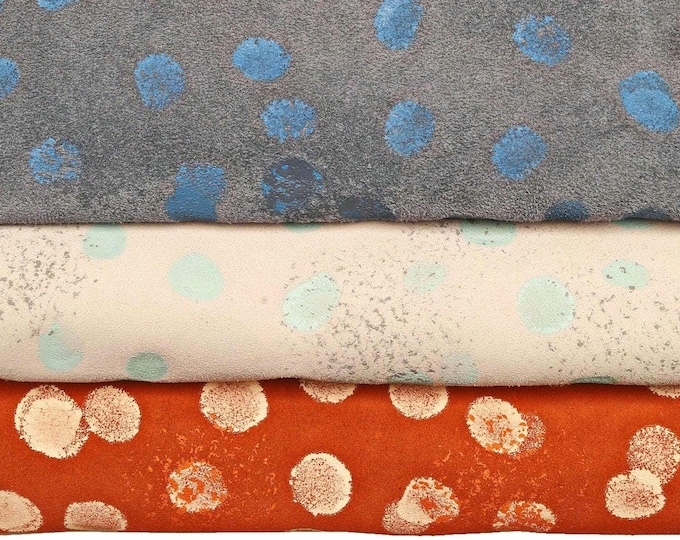 POLKA DOTS paint print leather hide, suede cowhide with original pattern B12317-DM La Garzarara
