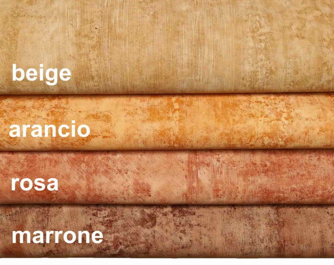 Beige, orange, pink, brown VINTAGE LEATHER hide, soft antiqued goatskin, distressed matt skin B13929-VT La Garzarara