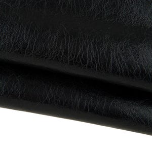 Black GLOSSY leather skin, sporty WRINKLED goatskin, hide for diy projects 1.1 - 1.3 mm B17452-TB La Garzarara