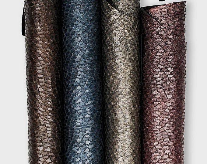 METALLIC REPTILE printed leather skin, glossy soft crocodile printed goatskins in different colors B19496-MT(st) La Garzarara