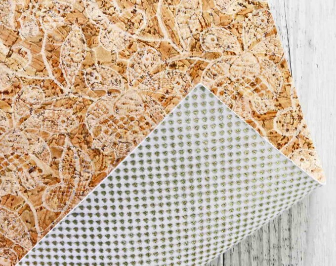 Cork & Leather Sheets | Precut Patterned Cork with Solid Leather Backing | Jewelry, Bags, Wallets, DIY 4x6" / 8x10"/12x12" B881 La Garzarara