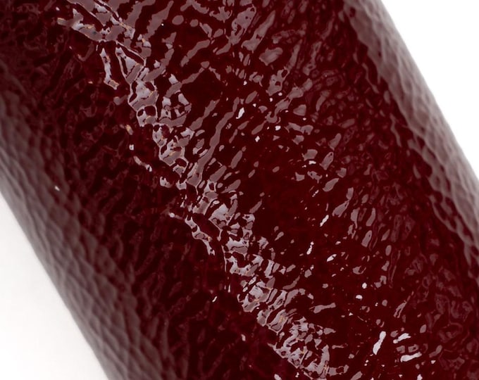 Burgundy NAPLACK leather hide, soft CRINKLED patent cowhide, glossy wrinkled calfskin for carfters B19610-TU La Garzarara