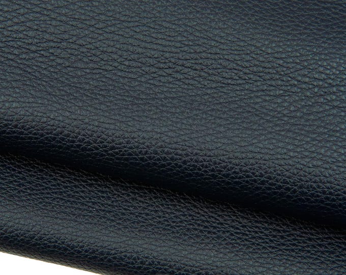 Pebbled dark blue leather SKIN hide, semi glossy navy calf cowhide with fine grain 1.3–1.5 mm for bags  B18630-TU La Garzarara
