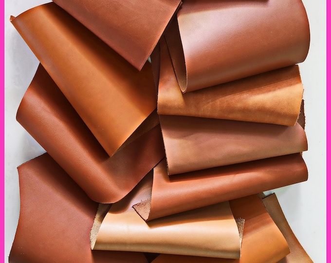 SMOOTH calf SCRAPS bag, solid color different tones of natural brown, finishings various from 1.0 to 1.8 mm(3-4 oz)   1 lbs - 2 lbs B117