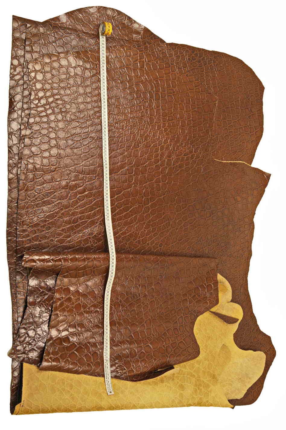 BROWN CROCODILE Embossed Leather Hide, Brown Crock Printed