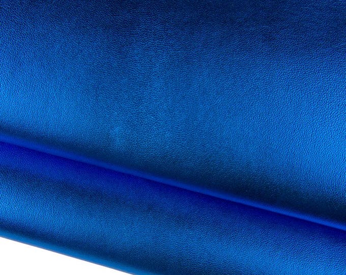 BLUETTE leather skin, smooth metallic goatskin, electric blue soft hide for hobbyists 0.7 - 0.9 mm B17314-MT La Garzarara