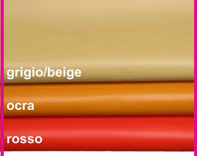 Full grain COWHIDE leather hides, beige taupe, ocrhe, red, natural premium calf skins  B13971-TU La Garzarara