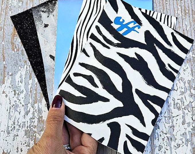 5 Selected leather scraps, WHITE, BLACK and SILVER tones, printed and metalic printed,mix selection leather pieces as per pictures RT250