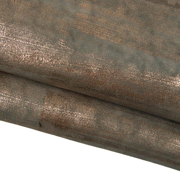 Couro cinza - bronze, camurça cinza de cabra com efeito pincelada, estampa laminada, couro macio esportivo B18121-MT(st) La Garzarara