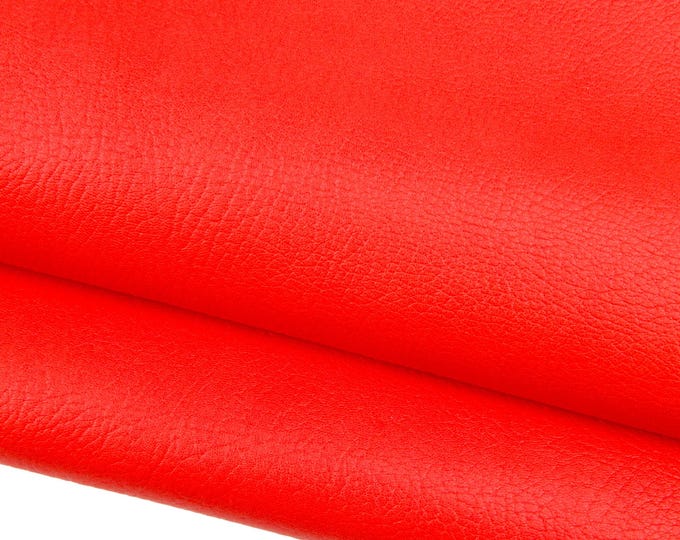 Red grainy leather skin, GLOSSY SOFT goatskin, sporty hide for crafters  B18753-TU La Garzarara