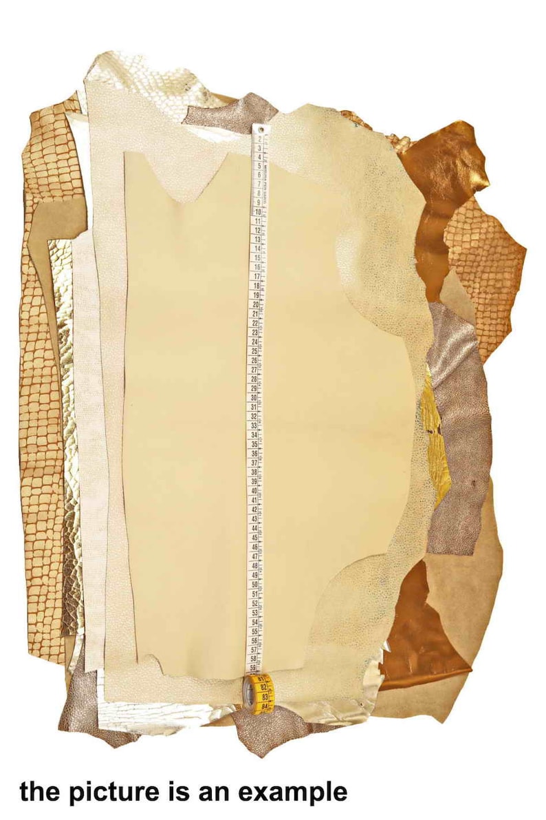 Mix leather scraps GOLD, PLATINUM and BEIGE fancy textures, foils and softness various, 10 or italian leather pieces for crafts B086 image 6