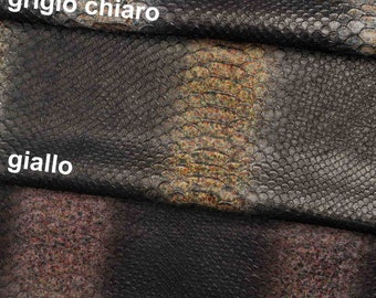 Cuir imprimé python multicolore gris jaune rose, cuir effet reptile dégradé pour chaussures et sacs B12561-DM La Garzarara