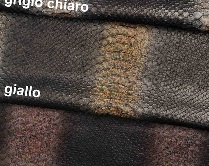 Black Python Snake textured embossed cowhide leather  B12561-DM