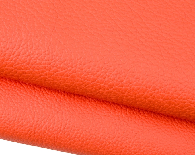 Orange pebble GRAIN printed cowhide, SPORTY soft leather hide, thick matt calfskin for crafting B18633-TU La Garzarara