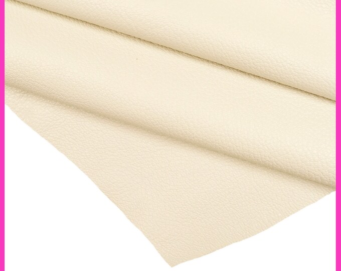 Milky WHITE genuine goatskin leather, pebble grain goat, soft sporty hide B14184-TU La Garzarara
