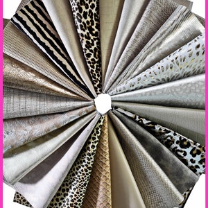 Scampoli di pellame BEIGE e PLATINO, pezzi di pelle pretagliati casuali, laminati, stampati tinta unita, 25 x 20 cm B14391-PZ La Garzarara