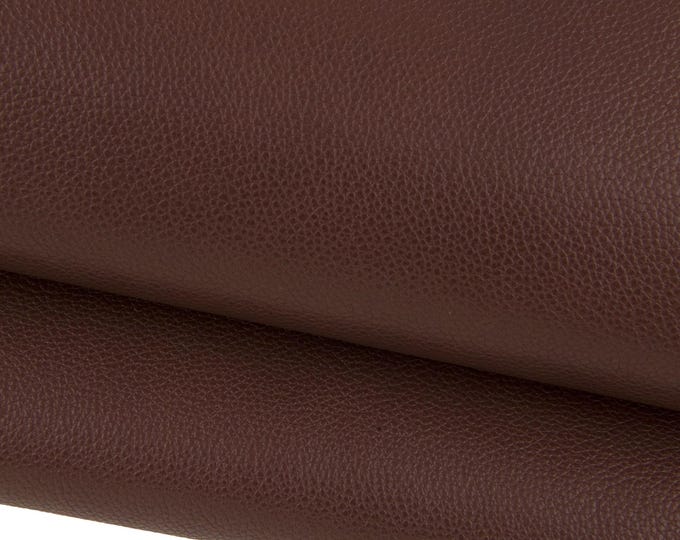 Reddish BROWN leather hide, tiny PEBBLE grain embossed calfskin, soft semi glossy, genuine italian cowhide 1.4 - 1.5 mm B17306-TU