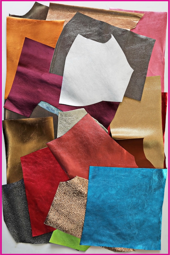 Leather Scraps, Metallic Solid Colors Scraps Bag, for Crafting and  Earrings, in Total for 1 Lbs and 2 Lbs B005 La Garzarara 