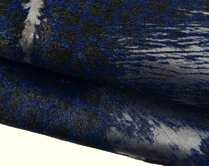 Bluette silver hair on leather hide, animal printed METALLIC pony calfskin, LEOPARD textured cowhide B17437-CV La Garzarara