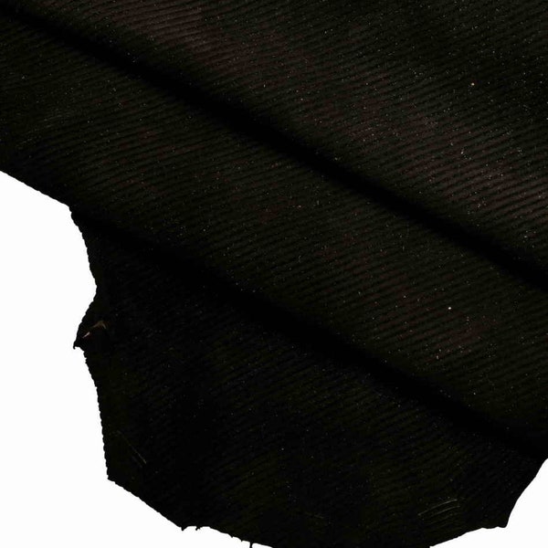 Black stipes textured leather hides -  printed velvet skins for crafters  B13026-TB La Garzarara*