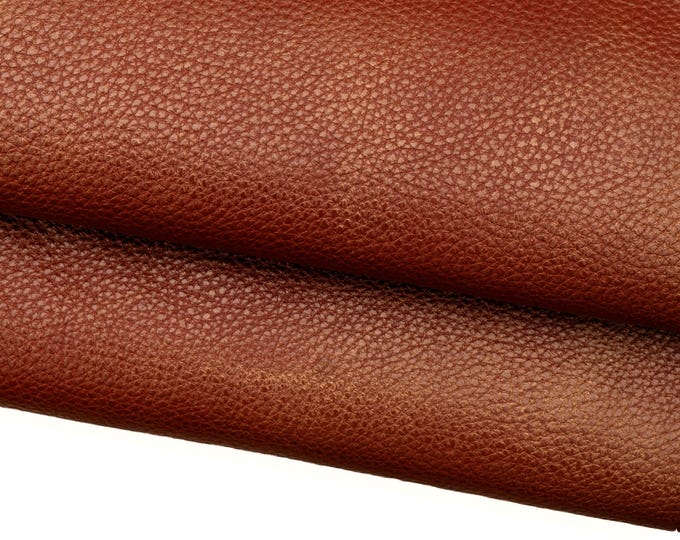Brick red PEBBLE grain printed cowhide, soft metallic gold GLITTER leather hide, calfskin 1.0 - 1.2 mm B18769-MT  La Garzarara