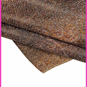 MULTICOLOR hair on  print leather hide, animal print colored cowhide, pony textured matt calfskin medium softness B15517-ST La Garzarara