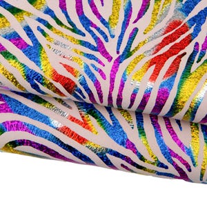 Pelle ZEBRATA multicolor, capra scamosciata cipria stampa zebra IRIDESCENTE, pellame laminato colorato per il fai da te   B17825-MT(st)