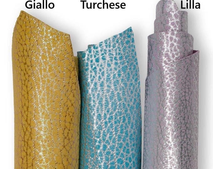 Textured leather skins, animal texture on SUEDE goatskins, metallic printed soft skins for hobbyists  B19170-MT(st) La Garzarara