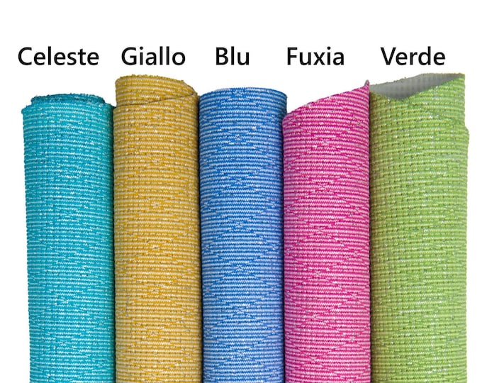 COLORFUL printed suede leather hides, light blue, yellow, blue, fuxia, green, METALLIC calfskins for hobbyists B18104-MT(st) La Garzarara