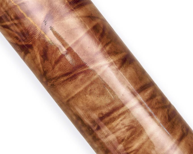 Brown PATENT leather skin, glossy CORTEX printed sheepskin, wrinkled textured lambskin hide for crafting  B18065-ST La Garzarara