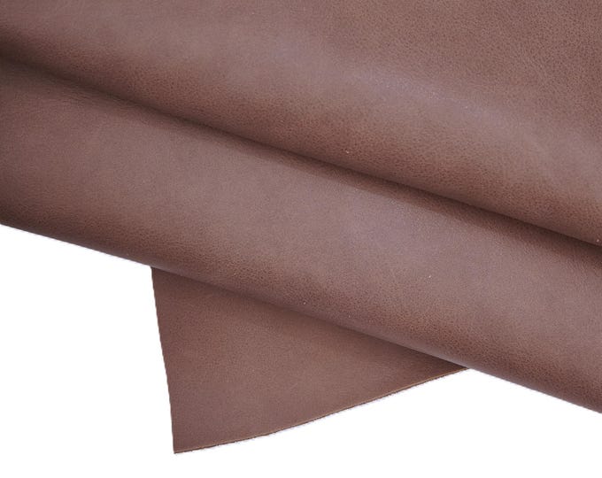 Brown PULL UP leather hide, sporty cowhide with light natural grain, WAXY semi glossy soft calfskin 1.0 - 1.2 mm B16517-vt La Garzarara