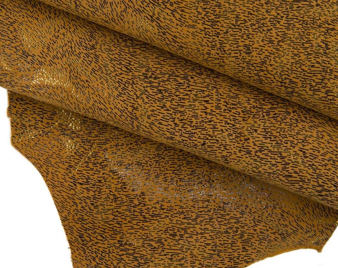 Tan ANIMAL print leather hide, metallic suede goatskin, bright soft hair textured skin B16733-MT(ST) La Garzarara