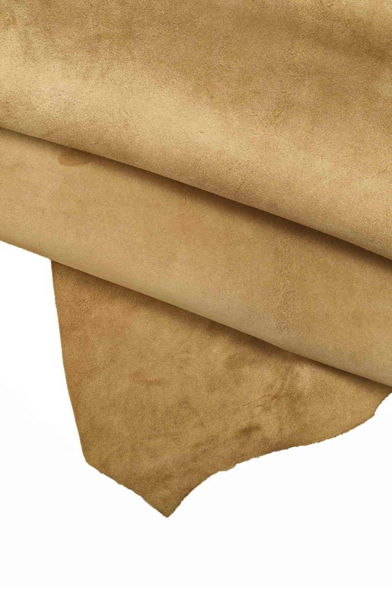 Camel SUEDE Leather Hides, Soft Beige Velour Goat Skins for