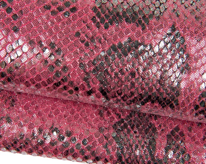 Red, green python cowhides, REPTILE printed METALLIC leather hides, soft calfskins for diy projects B17971-MT(st) La  Garzarara