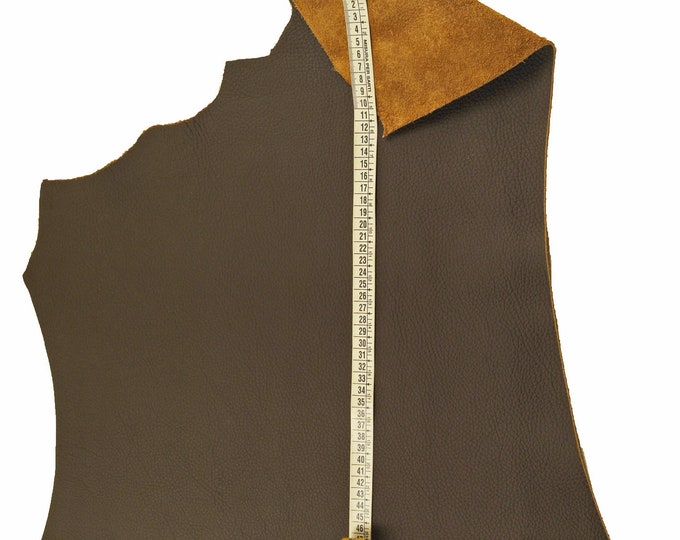 Brown UPHOLSTERY italian genuine leather cowhides for furnitures, sofas, cars, yacht, bags, soft pebble grain printed calfskin b16204-tu