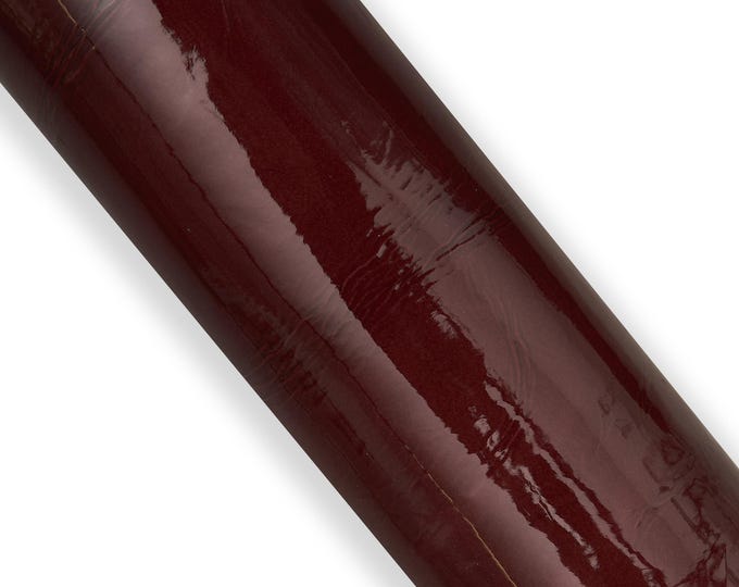 Burgundy patent leather skin, WRINKLED printed glossy sheepskin, soft textured lambskin hide for diy projects B18064-VT   La Garzarara