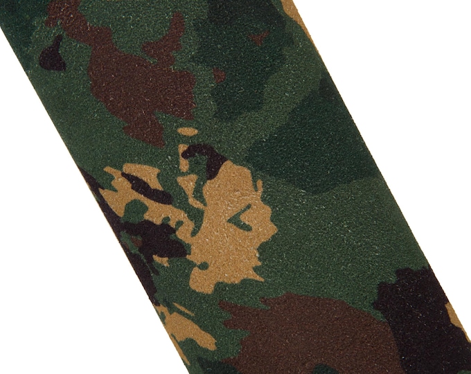 CAMOUFLAGE textured leather hide, green - brown - beige MILITARY print on cowhide, soft calfskin B17690-ST La Garzarara