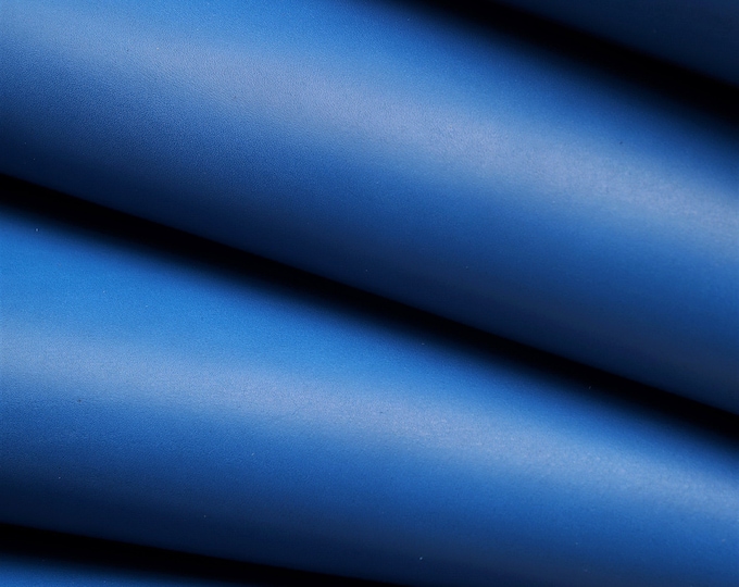 BLUETTE smooth LEATHER hide, electric blue slightly stiff cowhide, semi glossy full grain Italian calfskin,1.4-1.6mm B17772-TU   LaGarzarara